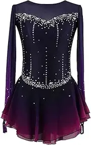 [Zagitova] Long Sleeve Figure Skating Dress Women's Rhinestone Gradient Competition Costumes Skating Costume