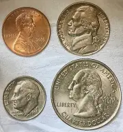 Wall Accents: Money - Oversized US Coin Pictures - Quarter, Dime, Nickel, Penny
