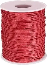 uxcell Waxed Cotton Cord 1mm 100 Yards Red Wax String Beading Thread Round Smooth for Bracelet Necklace Beads DIY Crafts Jewelry Making Macrame Supply