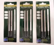 6 X MONTBLANC BY MONTEVERDE ROLLERBALL MEDIUM Point Refills BLACK NEW 88515