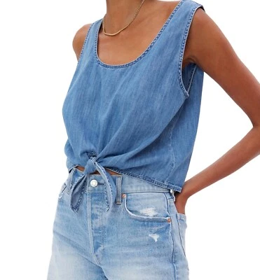 Gap denim crop tie front top Large Tall NWT