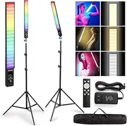 [abeststudio] Upgraded RGB LED Video Light Stick, 2 Packs Handheld Dimmable Fill Light 3000K~6000K CRI90+ Video Lights with Stands/Filters/Carry Bag for YouTube Video Recording Photography Gaming