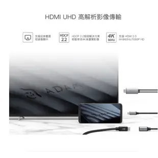ADAM｜CASA H180 USB−C to 4K 60Hz HDMI 轉接線含PD 100W