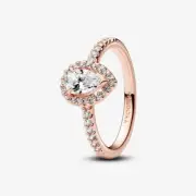*BRAND NEW* Pandora Timeless Sparkling Pear Halo 14k Gold Plated Ring 182835C01