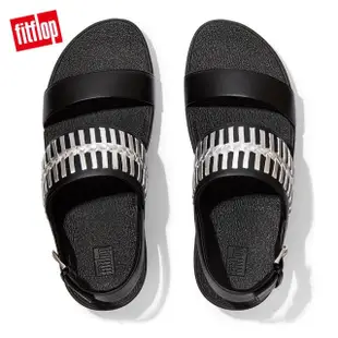 【FitFlop】LULU WRAPPED WEAVE BACK-STRAP SANDALS 金屬色編織造型後帶涼鞋-女(黑色)