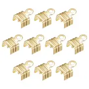 400Pcs Fold Over Cord Ends, 5x7.5mm Terminators Crimp End Tips Gold Tone