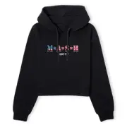 M*A*S*H US Flag Logo Women's Cropped Hoodie - Black