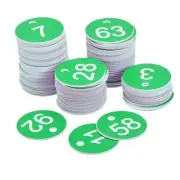 Round 1-100 Number Tag Key Tag Acrylic Engraved Green, Pack of 100