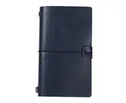 Traveler Journal Diary Loose-leaf Notebook Pen Holder Record Book Stationery-Dark Blue S