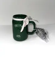 Rae Dunn NEW FONT Tall 'Christmas Cheer' Mug with Christmas Tree Cookie Cutter.