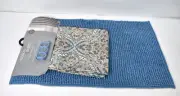 Hudson & Essex 14 Piece Bath Set Curtain C Hooks & Rug Light Blue Bathware