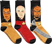 [STAR TREK] Next Generation Picard Worf Geordi Men's Crew Socks 3 Pair Pack