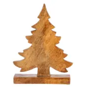 Sass & Belle Natural Wood Standing Tree Large Christmas Decoration Carved Brown