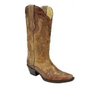 CORRAL Women's Cognac Antique Saddle Cowgirl Boot Snip Toe - G1201