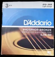 D'Addario EJ16-3D Phosphor Bronze Acoustic Guitar Strings .012-.053 3 Sets EJ16