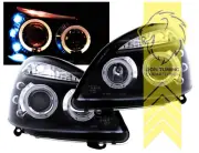 LT LED DRL Lightbar Halo Ring Headlights Renault Clio B 2 MK2 Phase 2 black LHD