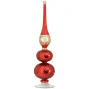 Shiny Red Gold Etched Egyptian Glass Christmas Tree Topper Made in Egypt 11.5 In