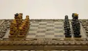 Engraved Walnut Chess & Backgammon Set 2 in 1-Handmade,Folding Game Board