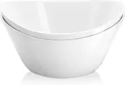 Yedio Salad Bowls Set, 40 Ounces Porcelain Serving Bowls for Kitchen, Large Whit