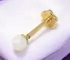 JewelryWeb Solid 14k Yellow Gold 18G 3mm Created White Fire Opal Labret Tragus
