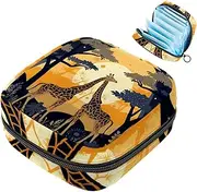 Period Bag,Sanitary Napkin Storage Bag,African Giraffe Grassland,Tampon Holder for Purse