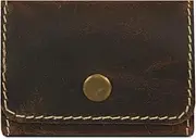 [CestAntiQ] Leather Coin Pouch Change Holder Mini Pocket Wallet for Men Women Vintage Handmade Antique Button Closure Natural threads :: Brown, Brown, Button Closure