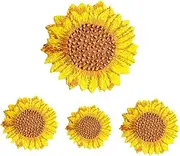 Beatifufu 4pcs Sunflower Embroidery Patches for Clothing Repair Decorative Sewing Appliques for Garments Durable and Practical DIY Accessories for Hats and Bags