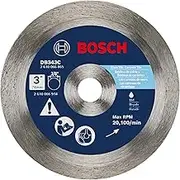 BOSCH DB343C 3 in. Continuous Rim Diamond Blade with 3/8 in. Arbor for Extra Clean Cut Wet Cutting Applications in Ceramic Tile, Glass Tile