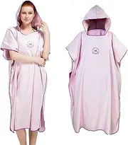ELEOPTION Quick Dry Cotton Surf Beach Hooded Poncho Changing Bath Robe Towel with Hood for Women or Men, One Size Fits All