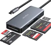 ZIYUETEK USB C CF Card Reader,5- in-1 Aluminum Thunderbolt 3 Memory Card Reader