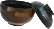 KICHOUSE Japanese Style Ceramic Soup Bowl with Lid Stewing Pot Kitchen Tableware Bird's Nest Bowl Safe Lasting