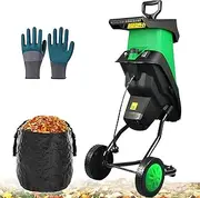 2400W Garden Shredder, 4500 RPM Electric Leaf Mulcher Compost Shredder with 50L Collection Bag & Wheels, Max Diameter 40mm, Wood Chipper for Garden Debris Leaves Branches