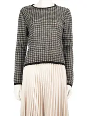 Grey Checkered Knit Jumper