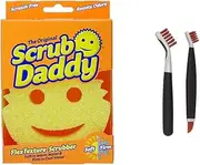 [Scrub Daddy] Flex Texture Cleaning Sponge, Original Yellow 4 1/8 inches & OXO Good Grips Deep Clean Brush Set