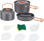 Hiking Cooking Set,Compact Pot and Pan Kit - Outdoor Non-Stick Camping Kitchen Pan and Pot for Picnic, Hiking, and Fishing