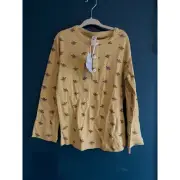 NWT Kate Quinn Pointelle Henley Organic Cotton Shirt Gold Bees Honeybee Size 7y