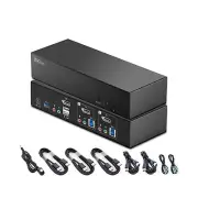 2-Port USB DisplayPort Cable KVM Switch - 4K 60Hz -Remote Switch Button, Plug...