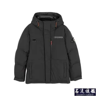 Skechers斯凱奇新款秋冬舒適運動時尚印花服男連帽羽絨服M-名流