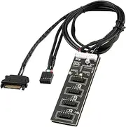 tunghey 9Pin USB Header Splitter with SATA Power Cable, 4 Internal USB 2.0 Ports, Internal USB Hub Extension USB 2.0 Connector for Motherboard, Adapter for CPU, WiFi Receiver, Fans, RGB Light 50CM