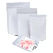 Translucent Front Matte White Resealable Zipper Food-Safe Stand-Up Bags Bulk QTY