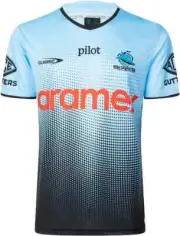 Cronulla Sharks 2025 NRL Mens Sky Training Shirt Sizes S-7XL BNWT