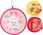 EXAOMBLE Cartoon Pattern Round Folding Fans 3 Pack Handheld Fans Lightweight Outdoor Use