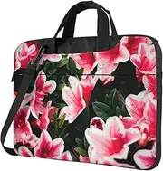 PIXOLE Black and white skulls pattern printed Laptop Bag,15.6 Inch Computer Tote Bag Business Office Handbag Shoulder Bag, Beauty Pink Floral Flowers, 13 inch