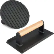 Hasteel 2Pcs Cast Iron Bacon Press, Smash Burger Press for Teppanyaki Flat Top G