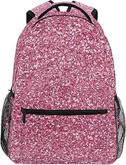 [XYMZR] Blush Glitter Sequin Backpack Daypack Shoulder Bag Book Bag Lightweight Back Pack 11.4 ×16 In