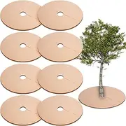 8 Pcs 32.2 Inch Non Woven Tree Mulch Ring Thickened Tree Protector Mat Reusable Tree Weed Mat Round Fabric Tree Root Barrier Weed Barrier Mats for Landscape Weed Control Plant Root Protection (Khaki)