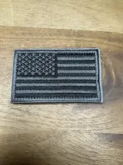 Embroided Patch Hook Loop American Flag USA Gray