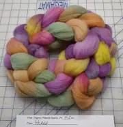Organic Polwarth Wool Handpainted Combed Top Roving Spinning Felting Yoder