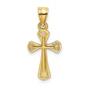 14K Yellow Gold Solid Textured Cross Charm