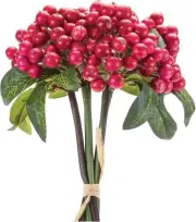 Melrose Set of 6 Cranberry Fall Harvest Artificial Bundles 12.5"